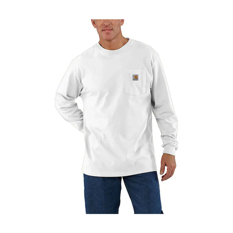 Carhartt Men's Loose Fit Heavyweight Long Sleeve Pocket T Shirt - White