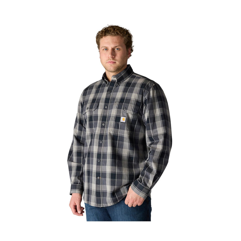 Carhartt Men's Loose Fit Midweight Chambray Long Sleeve Plaid Shirt - Black