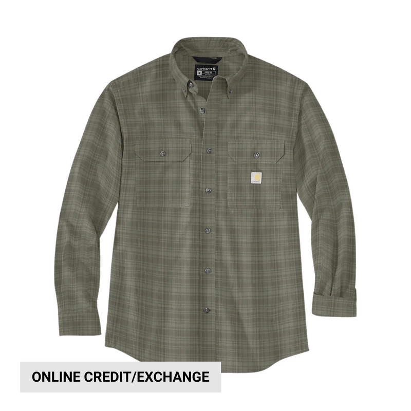 Carhartt Men's Loose Fit Midweight Chambray Long Sleeve Plaid Shirt - Dusty Olive