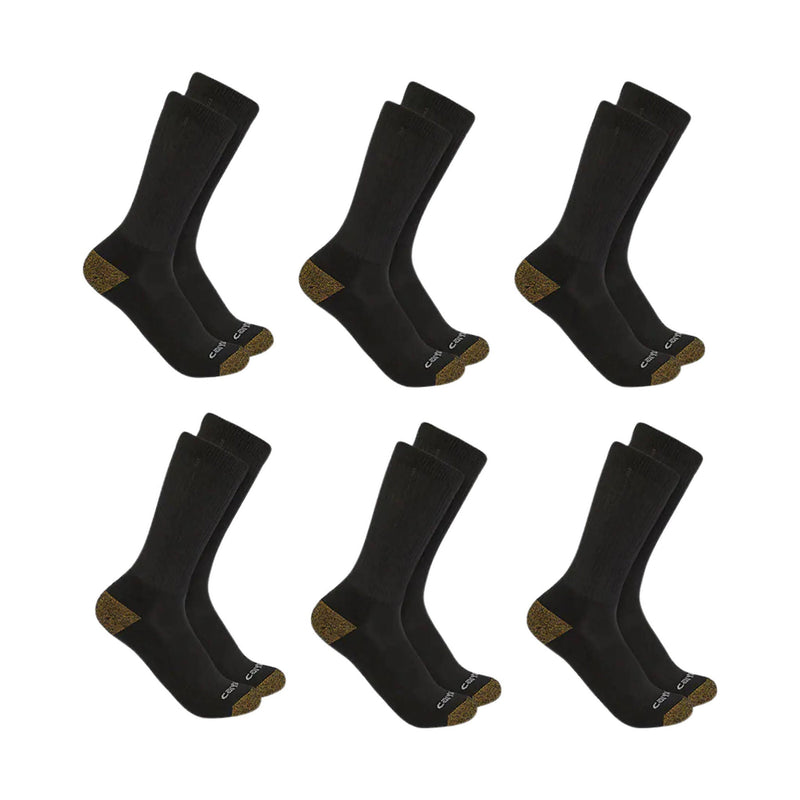 Carhartt Men's Midweight Crew Sock 6 Pack - Black