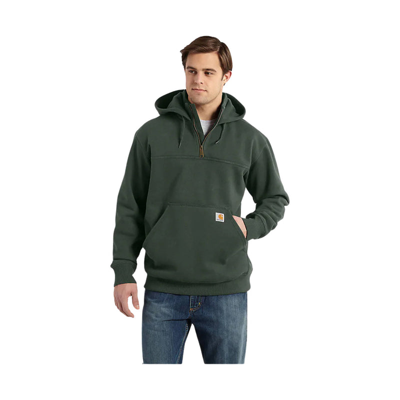 Carhartt Men's Rain Defender Paxton Heavyweight Hooded Quarter Zip Mock Sweatshirt - Forestry Green