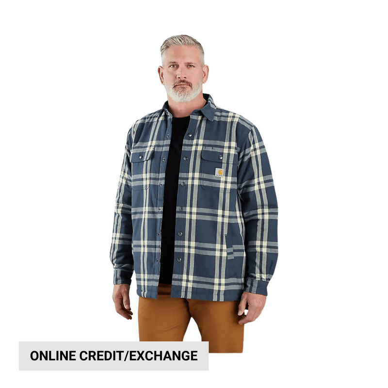 Carhartt Men's Relaxed Fit Flannel Sherpa-Lined Shirt Jac - Blue
