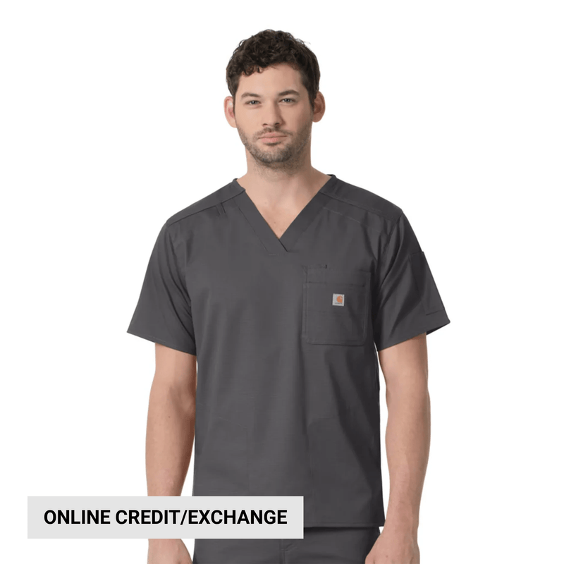 Carhartt Men's Rugged Flex Ripstop 6 Pocket Scrub Top - Dark Pewter