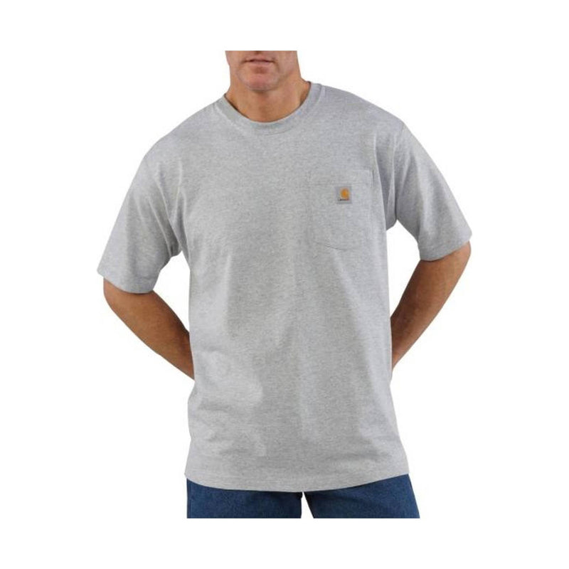 Carhartt Men's Loose Fit Heavyweight Short Sleeve Pocket T Shirt - Heather Gray