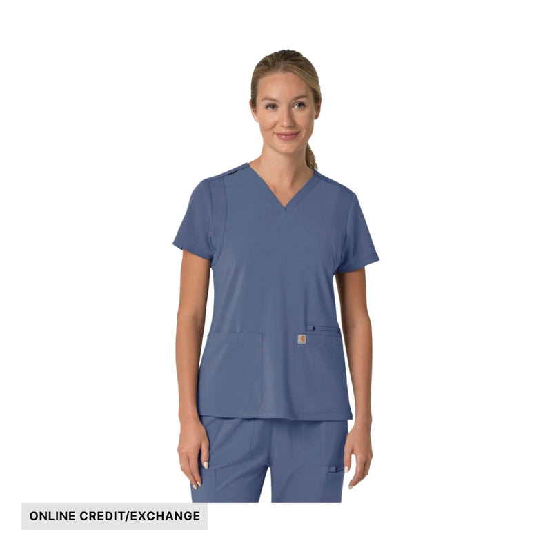 Carhartt Women's Cross Flex Panel V Neck Scrub Top - Riverside