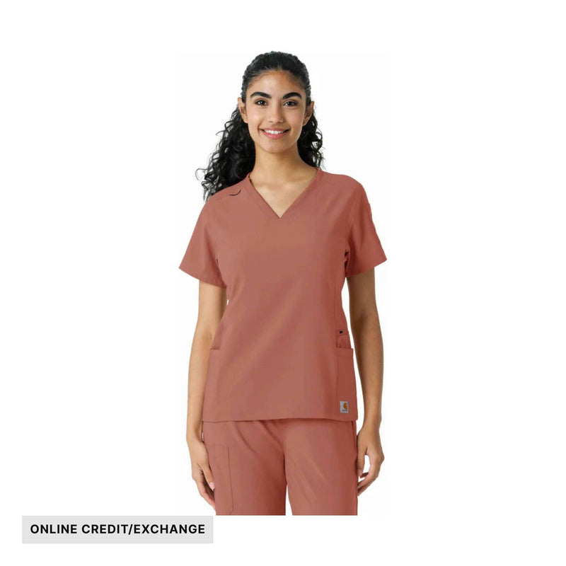 Carhartt Women's Force Cross Flex Knit Panel Scrub Top - Wild Rose