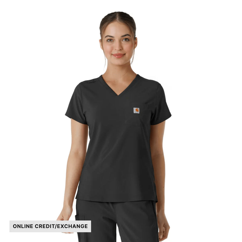 Carhartt Women's Force Cross Flex Tuck In Scrub Top - Black