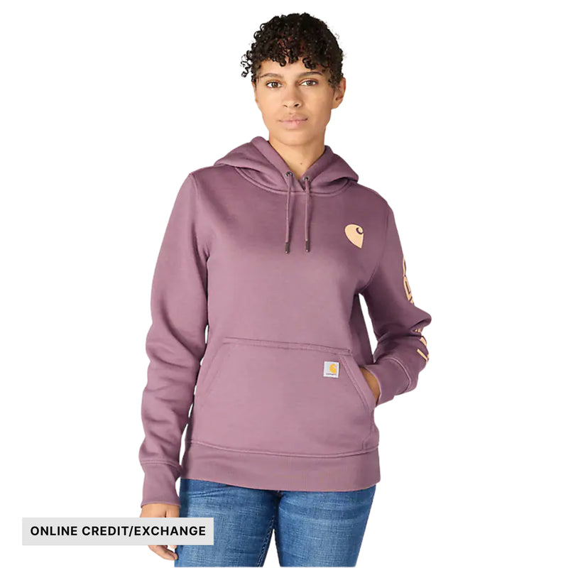 Carhartt Women's Relaxed Fit Midweight Logo Sleeve Graphic Sweatshirt - Ash Berry Heather
