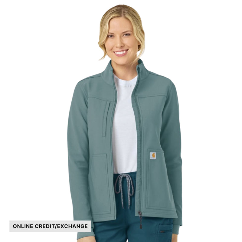 Carhartt Women's Rugged Flex Bonded Fleece Scrub Jacket - Summer Blue