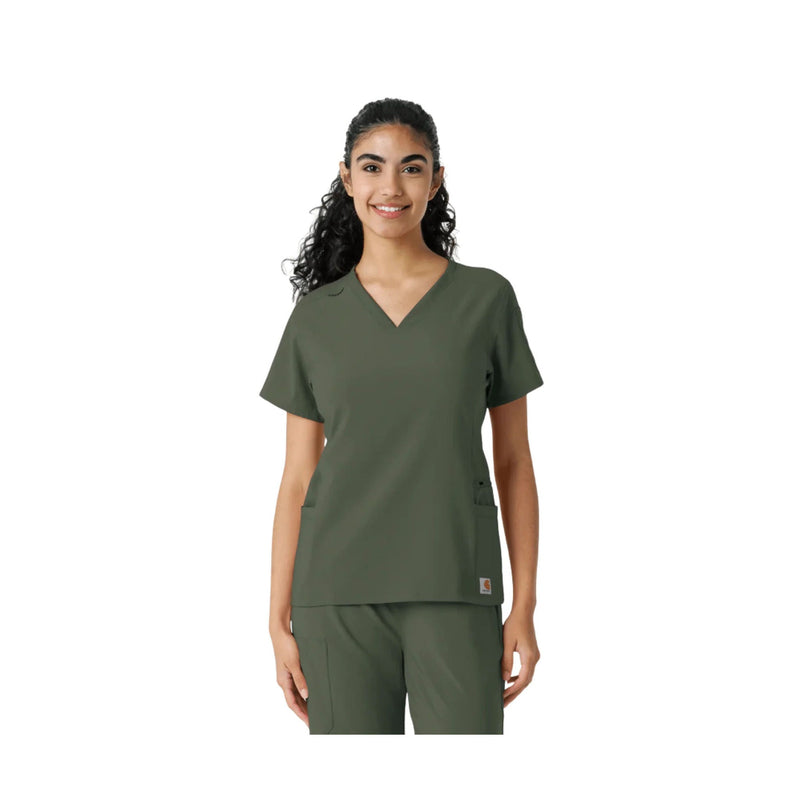 Carhartt Women's Force Cross Flex Knit Panel Scrub - Olive