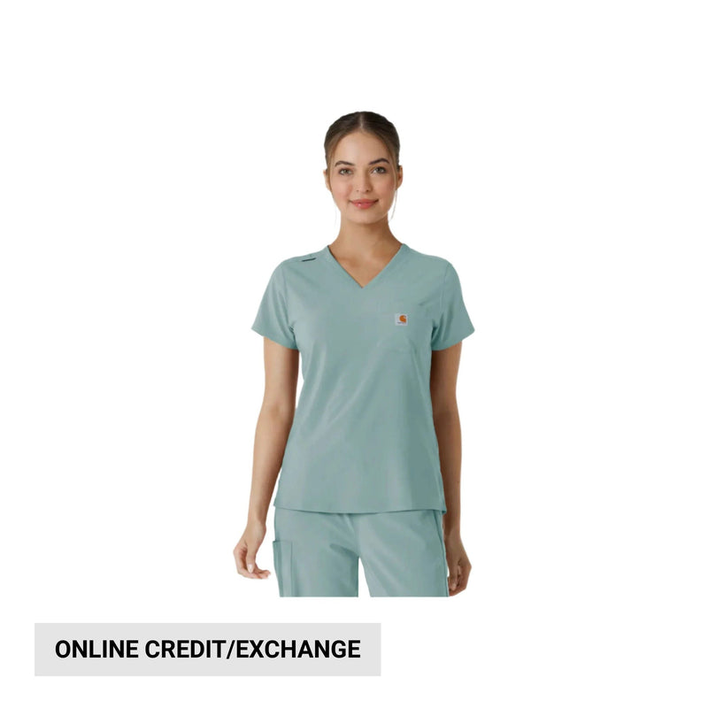 Carhartt Women's Force Cross Flex Tuck In Scrub Top - Summer Blue