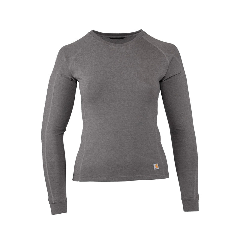 Carhartt Women's Force Heavyweight Heathered Knit Base Layer Crewneck Top - Shadow Heather