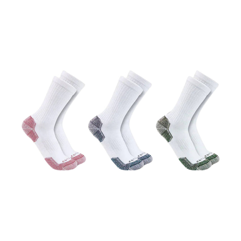 Carhartt Women's Midweight Cotton Blend Crew Sock 3 Pack - White