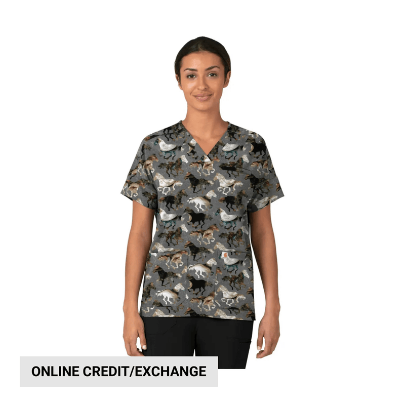 Carhartt Women's Oversized V Neck Scrub Top - Filly Trot Pewter