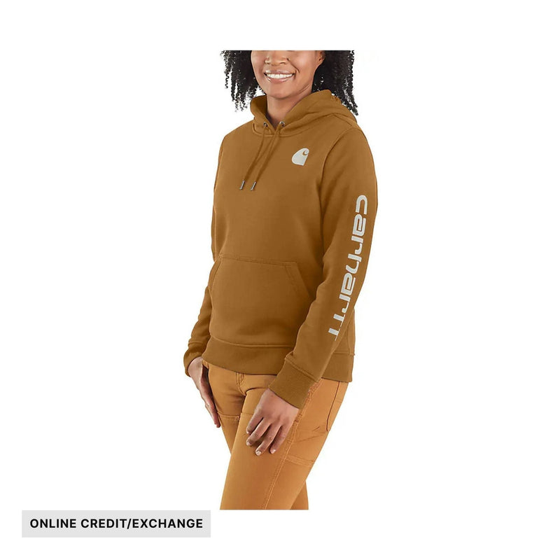 Carhartt Women's Relaxed Fit Midweight Logo Sleeve Graphic Sweatshirt - Brown