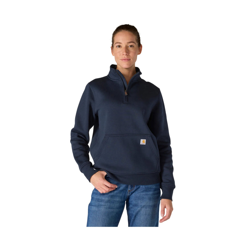 Carhartt Women's Relaxed Fit Midweight Quarter Zip Mock Neck Sweatshirt - Navy