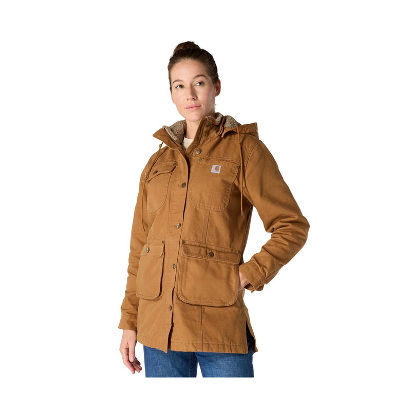 Carhartt Women's Sherpa Lined Loose Fit Washed Duck Coat - Brown