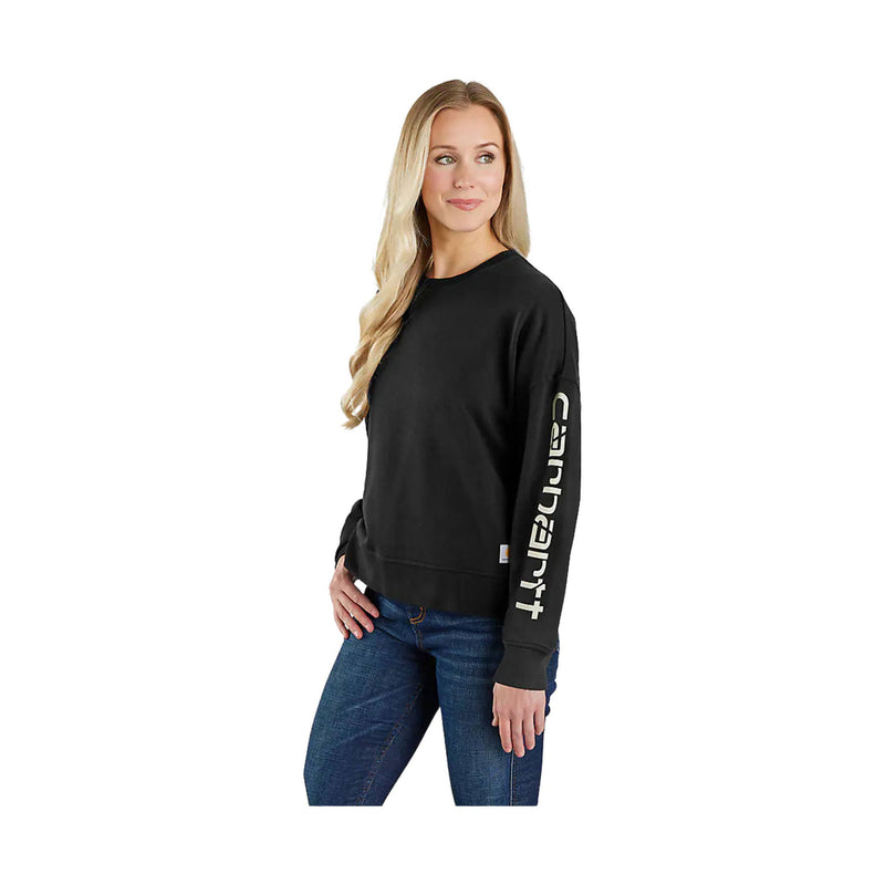 Carhartt Women's Tencel Fiber Series Loose Fit Long Sleeve Graphic Sweatshirt - Black