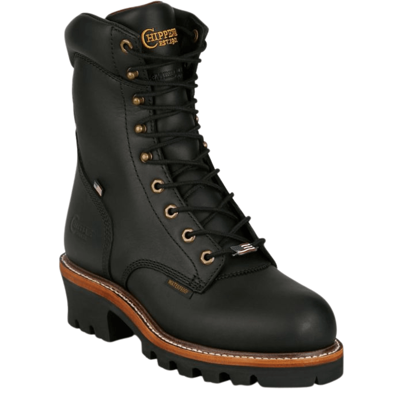 Chippewa Men's Super Logger 9 Inch Waterproof Insulated Steel Toe Work Boots - Black