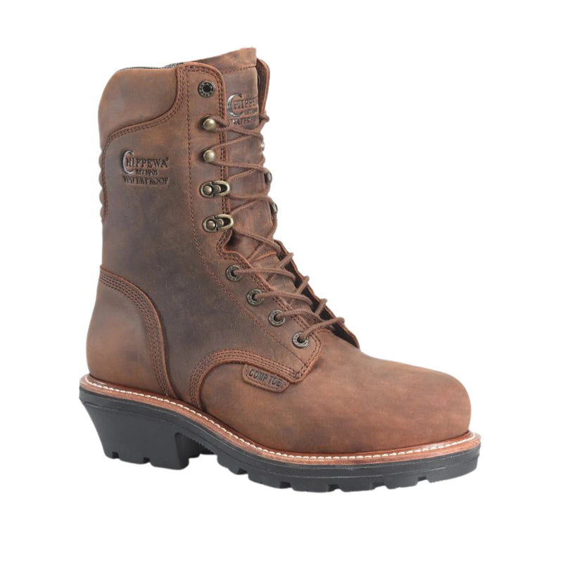 Chippewa Men's Thunderstruck 9 Inch Logger Non Insulated Waterproof Nano Composite Toe Work Boots - Brown