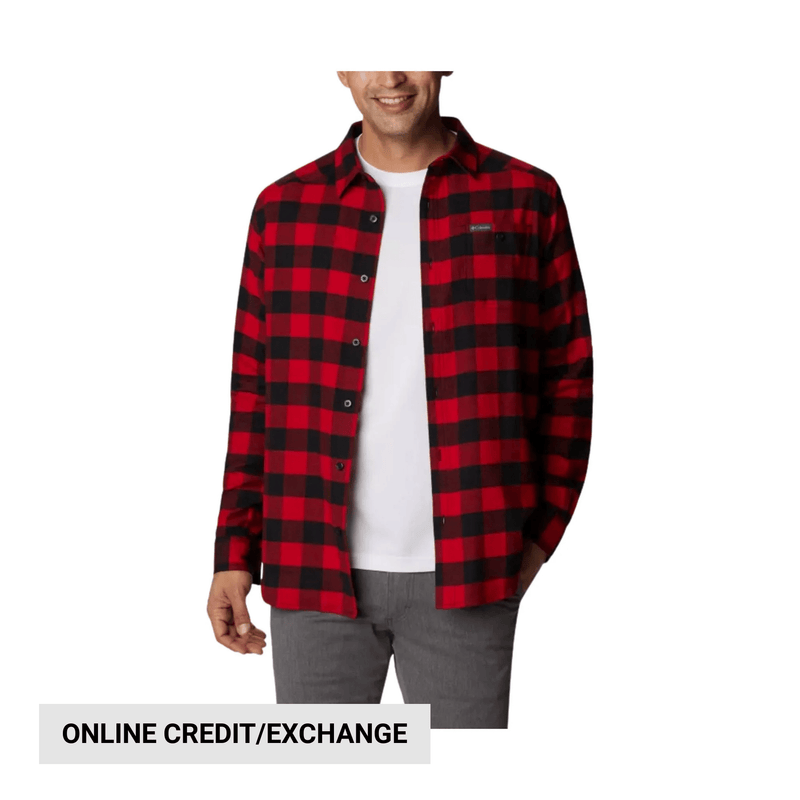 Columbia Men's Cornell Woods Flannel Long Sleeve Shirt - Mountain Red Buffalo Check