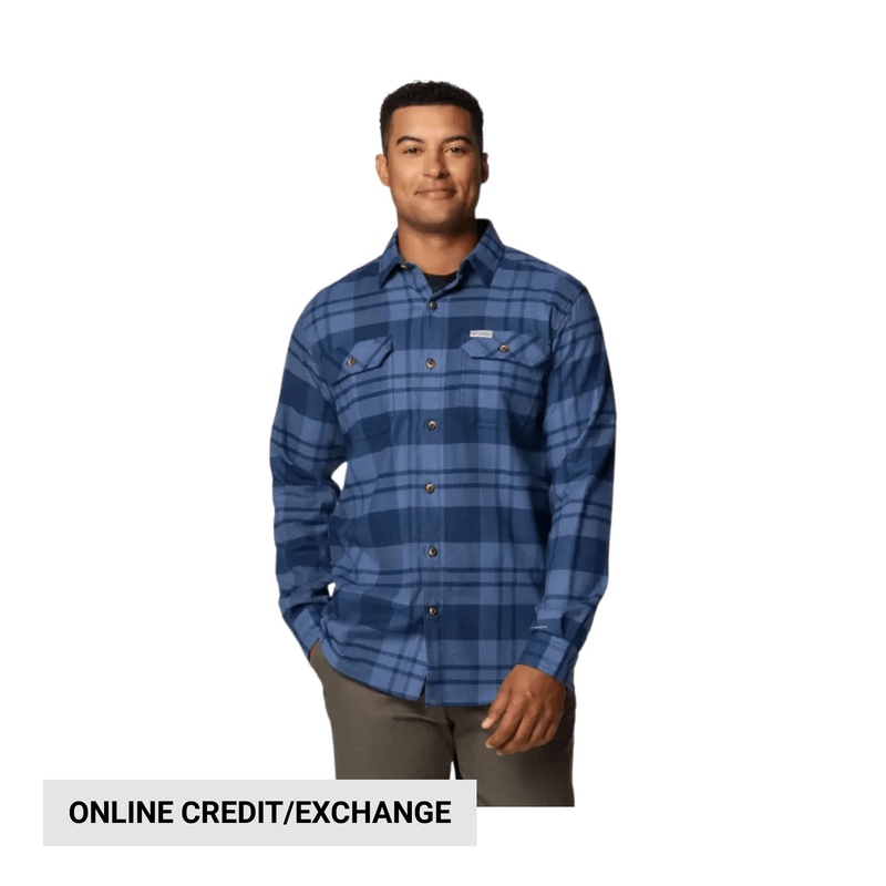 Columbia Men's Flare Gun Stretch Flannel Shirt - Collegiate Navy River Crossing Plaid