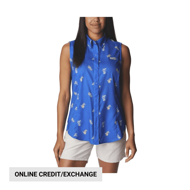 Columbia Women's Super Tamiami Sleeveless Shirt - Blue Macaw Bouquet Foray