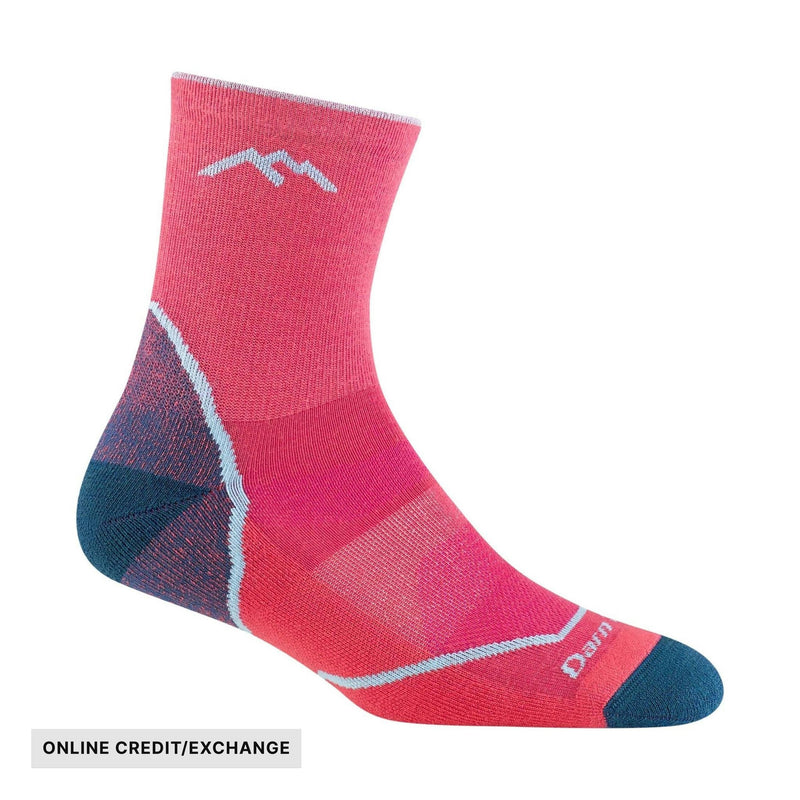 Darn Tough Vermont Kids' Light Hiker Micro Crew Lightweight Hiking Sock - Raspberry