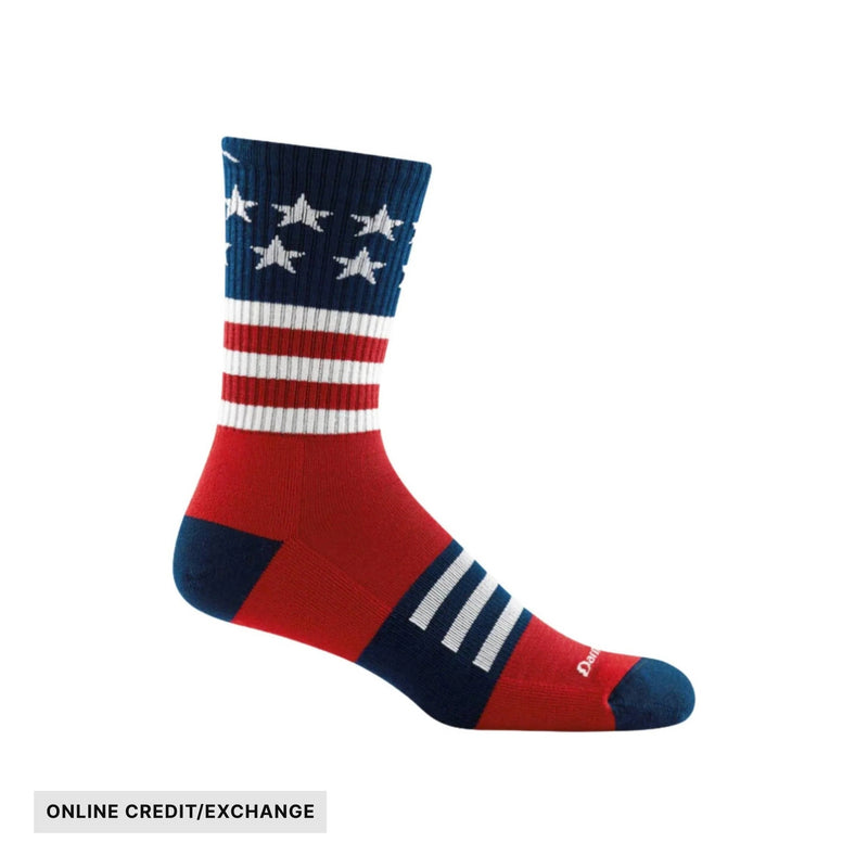 Darn Tough Vermont Men's Captain Stripe Micro Crew Lightweight Hiking Sock - Stars and Stripes