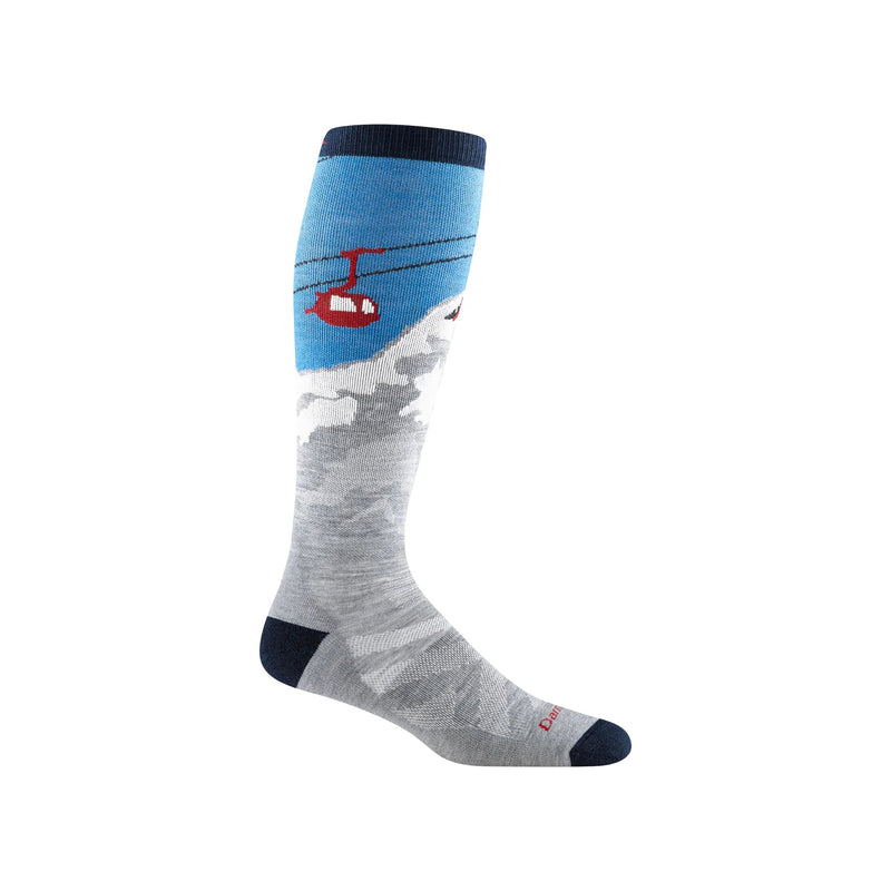 Darn Tough Vermont Men's Heady Yeti Over The Calf Midweight Ski and Snowboard Socks - Gray