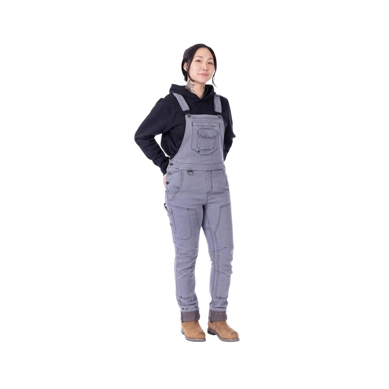 Dovetail Women's Freshly Hotswap Thermal Denim Overalls - Grey