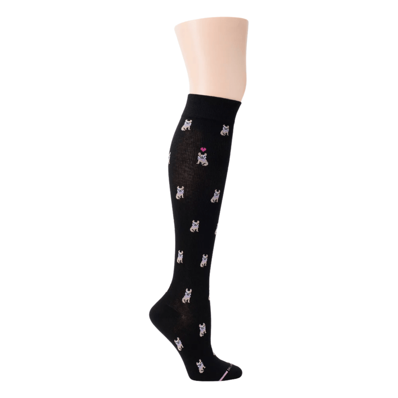Dr. Motion Women's French Bulldog Knee-high Sock - Denim Heather