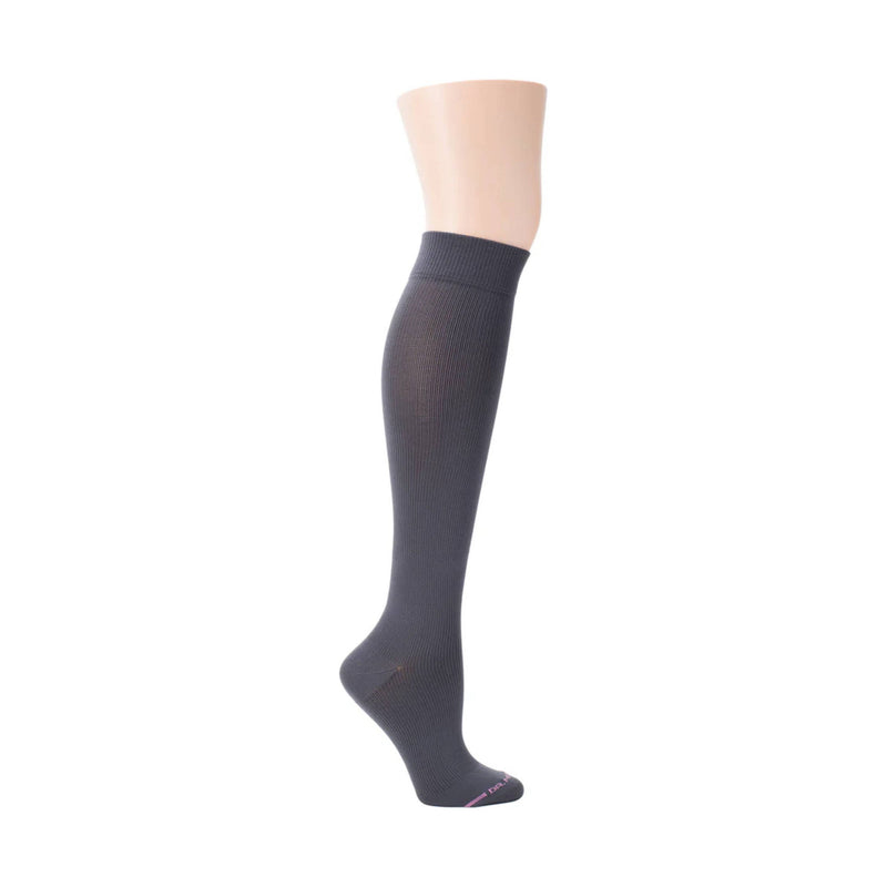 Dr. Motion Women's Solid Microfiber Knee High Sock - Grey
