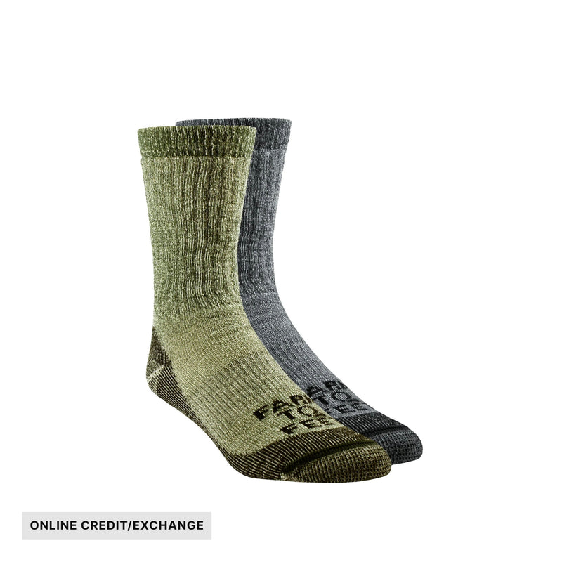 Farm To Feet Men's Rugged Trail Boulder 2 Pair Full Cushion Crew Socks - Dark Shadow/Winter Moss