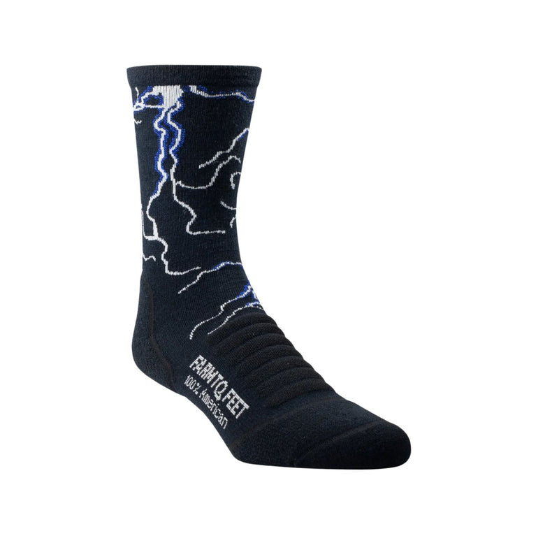 Farm To Feet Men's American Trail Mount Thielsen Light Targeted Cushion Three Quarter Crew Socks - Black
