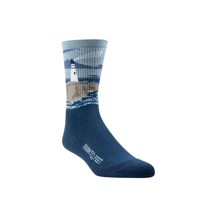 Farm To Feet Men's Cape Light Cushion Three Quarter Crew Socks - Denim Blue