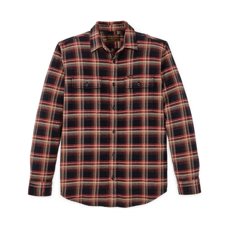 Filson Men's Vintage Flannel Work Shirt - Black Rust Multi Plaid