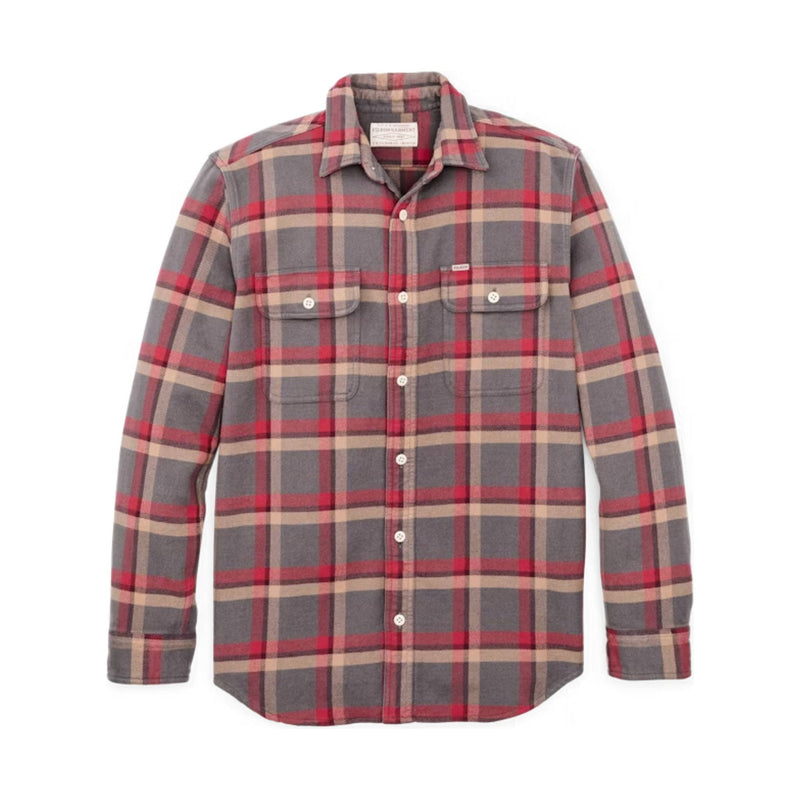 Filson Men's Vintage Flannel Work Shirt - Gray Red Multi Plaid