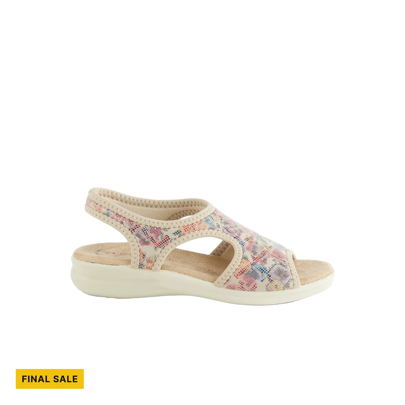 Flexus Women's Nyaman Floral Sandal - Beige Multi