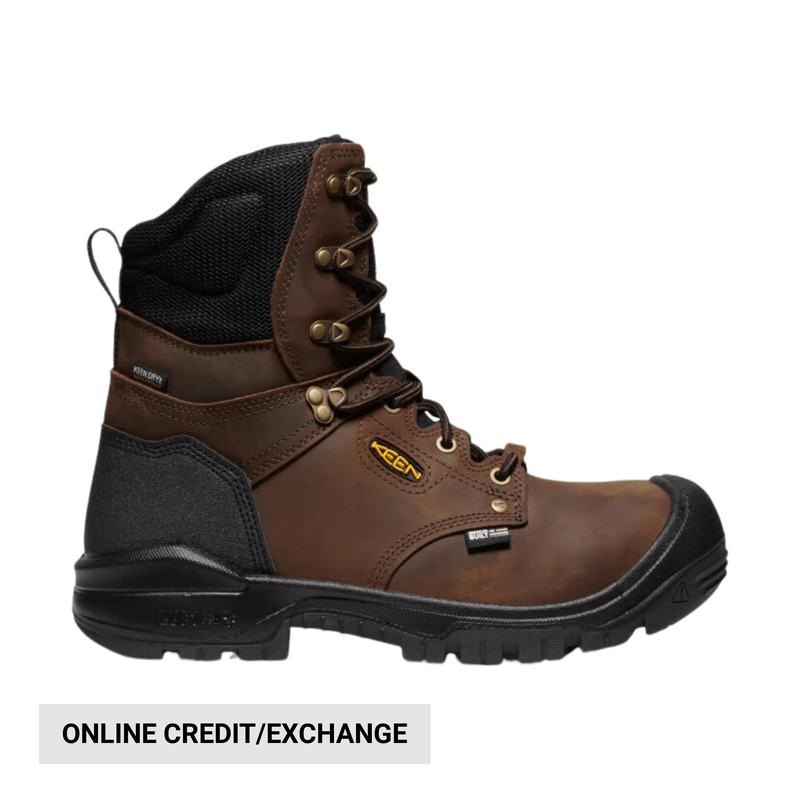 KEEN Utility Men's Independence 8 Inch Insulated Waterproof Carbon Fiber Toe Work Boots - Dark Earth/Black