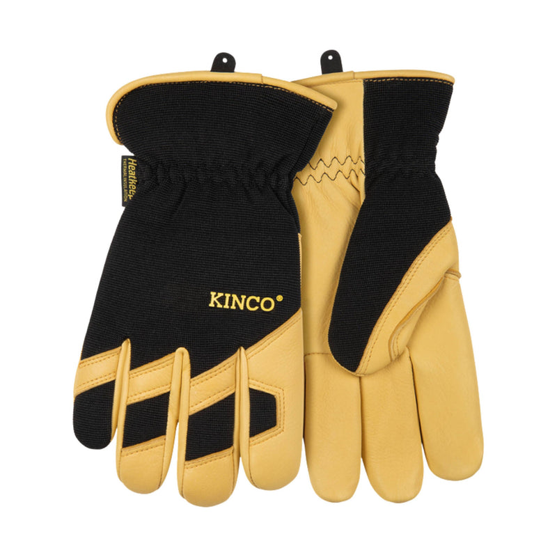Kinco Men's Pro Lined Premium Grain Deerskin and Synthetic Hybrid Gloves - Golden