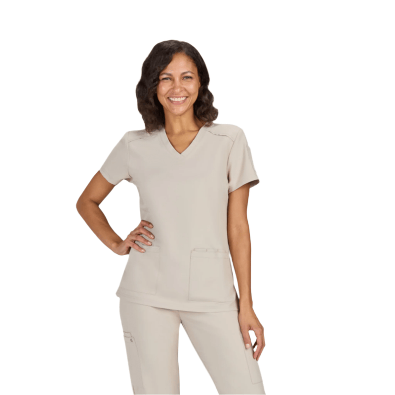 Koi Women's Cardi Scrub Top - Khaki