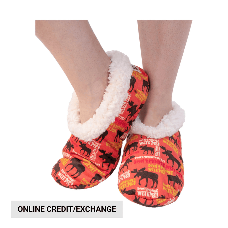 Lazy One Don't Moose With Me Moose Fuzzy Feet Slipper - Red