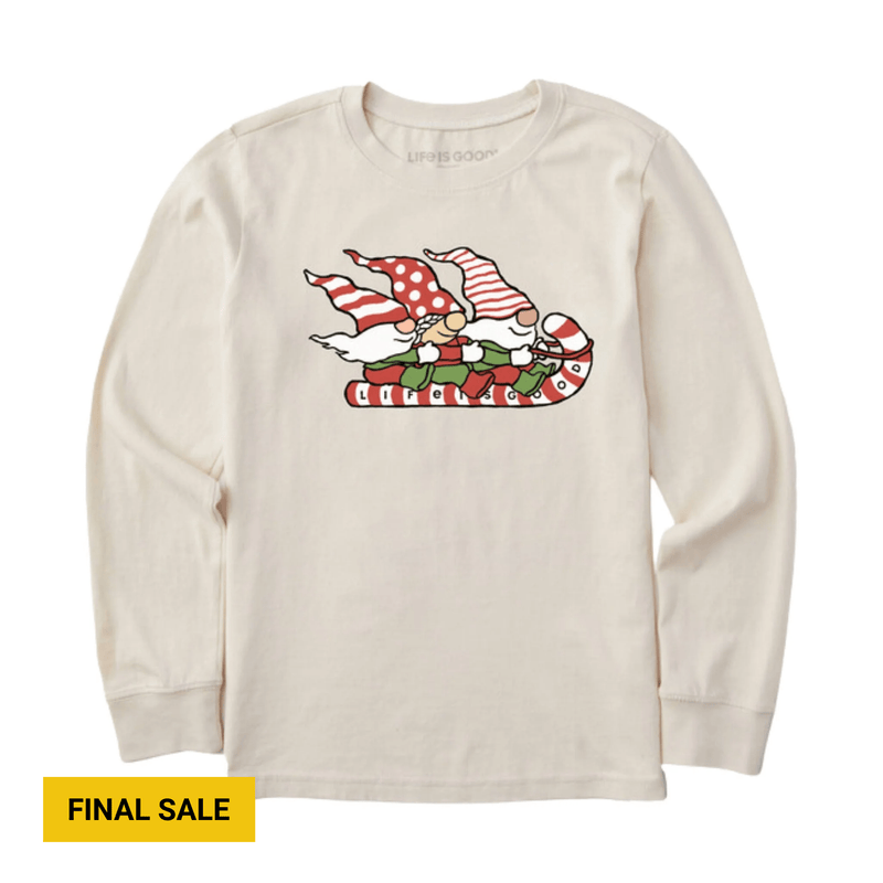 Life Is Good Kids' Toboggan Ride Long Sleeve Crusher Tee - Putty White