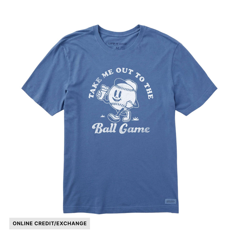 Life Is Good Men's Ball Game With Beer Short Sleeve Crusher Tee - Vintage Blue