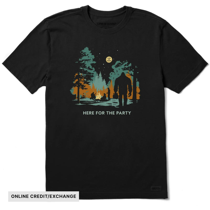 Life Is Good Men's Big Foot Here For The Party Short Sleeve Tee - Faded Black