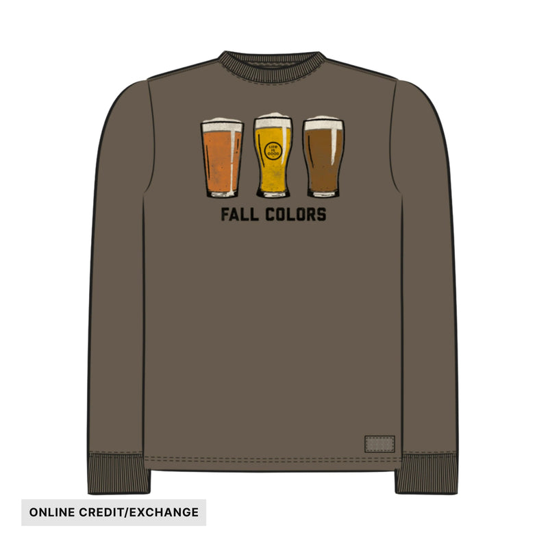 Life Is Good Men's Fall Colors Beer Long Sleeve Crusher Tee - Mushroom Brown