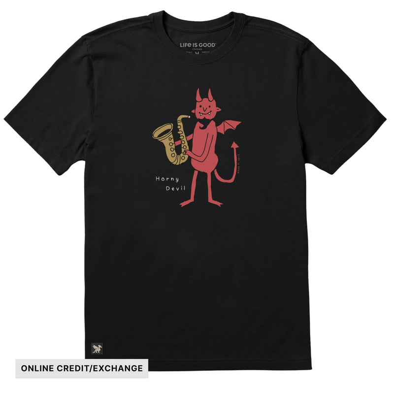 Life Is Good Men's Horny Devil Short Sleeve Crusher Lite Tee - Faded Black