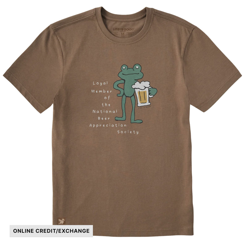 Life Is Good Men's National Beer Appreciation Frog Short Sleeve Tee - Mushroom Brown