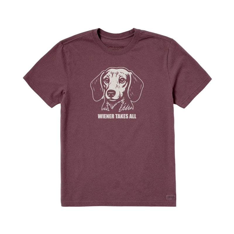 Life Is Good Men's Bert's Takes All Weiner Short Sleeve Crusher Tee - Mahogany Brown